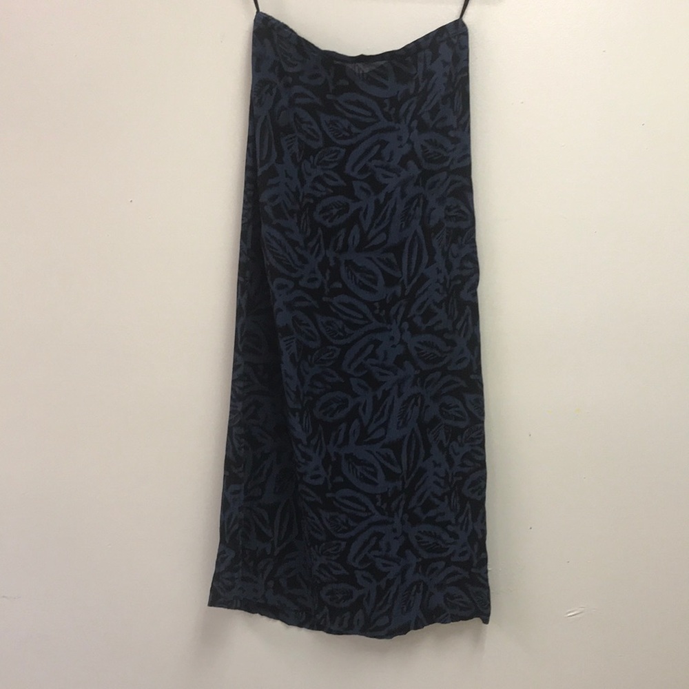 100% silk long skirt, vintage, blue and black, MP